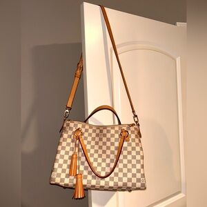 Louis Vuitton Tan and Cream Checkered Shoulder Bag